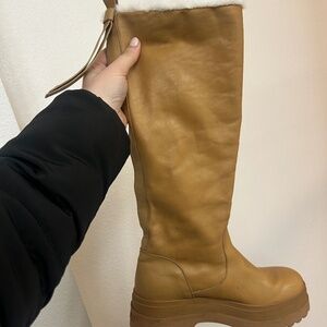Tall tan fleece lined boots